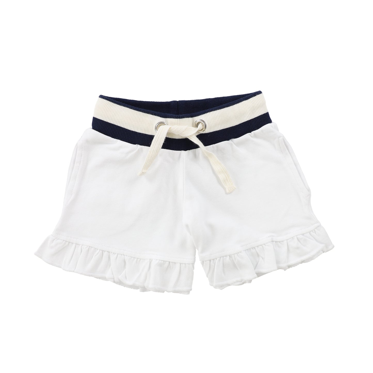 SUNCRACY WHITE DRAWSTRING RUFFLE SHORTS [Final Sale]