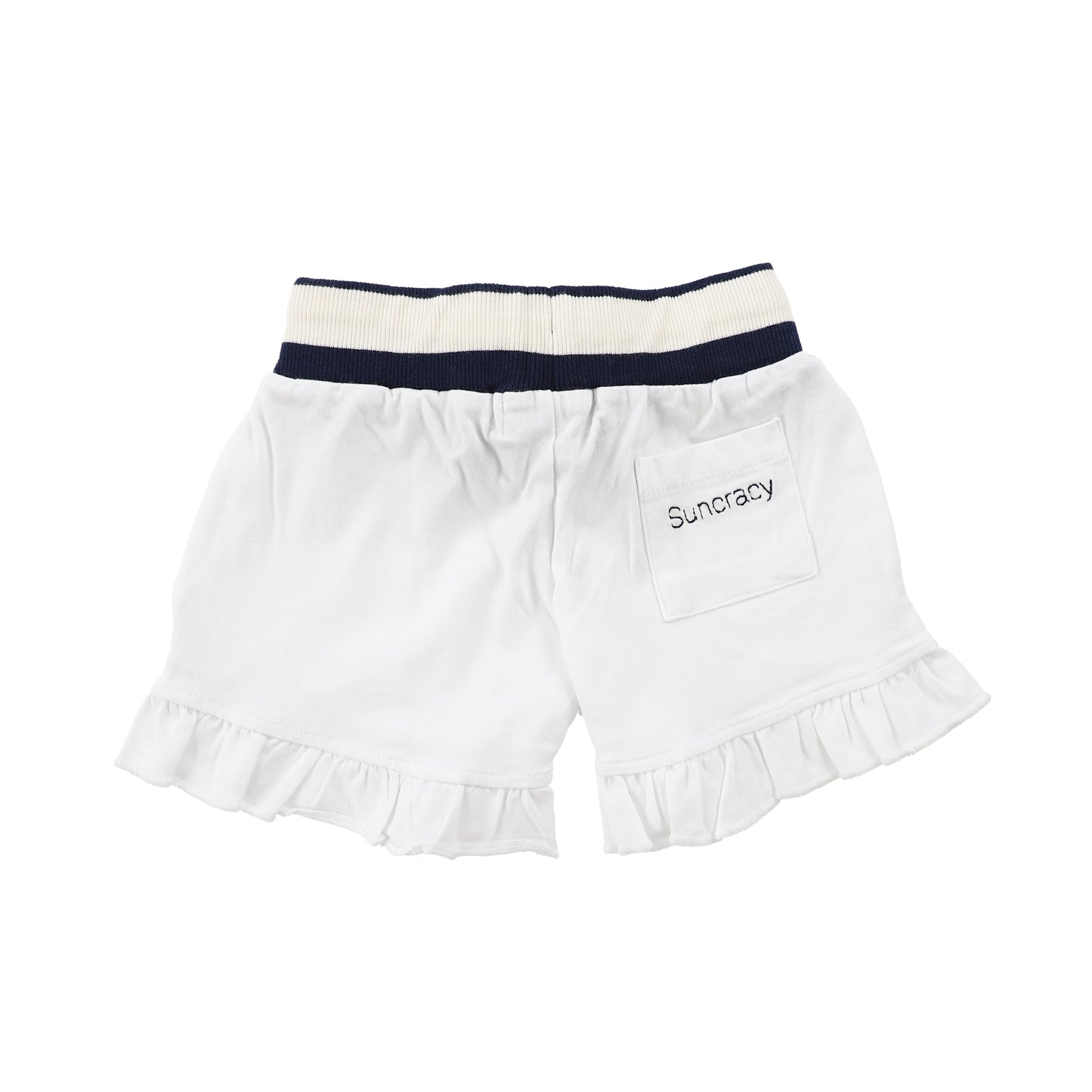 SUNCRACY WHITE DRAWSTRING RUFFLE SHORTS [Final Sale]