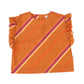 Repose Burnt Orange Diagnol Stripe Ruffle Top [Final Sale]