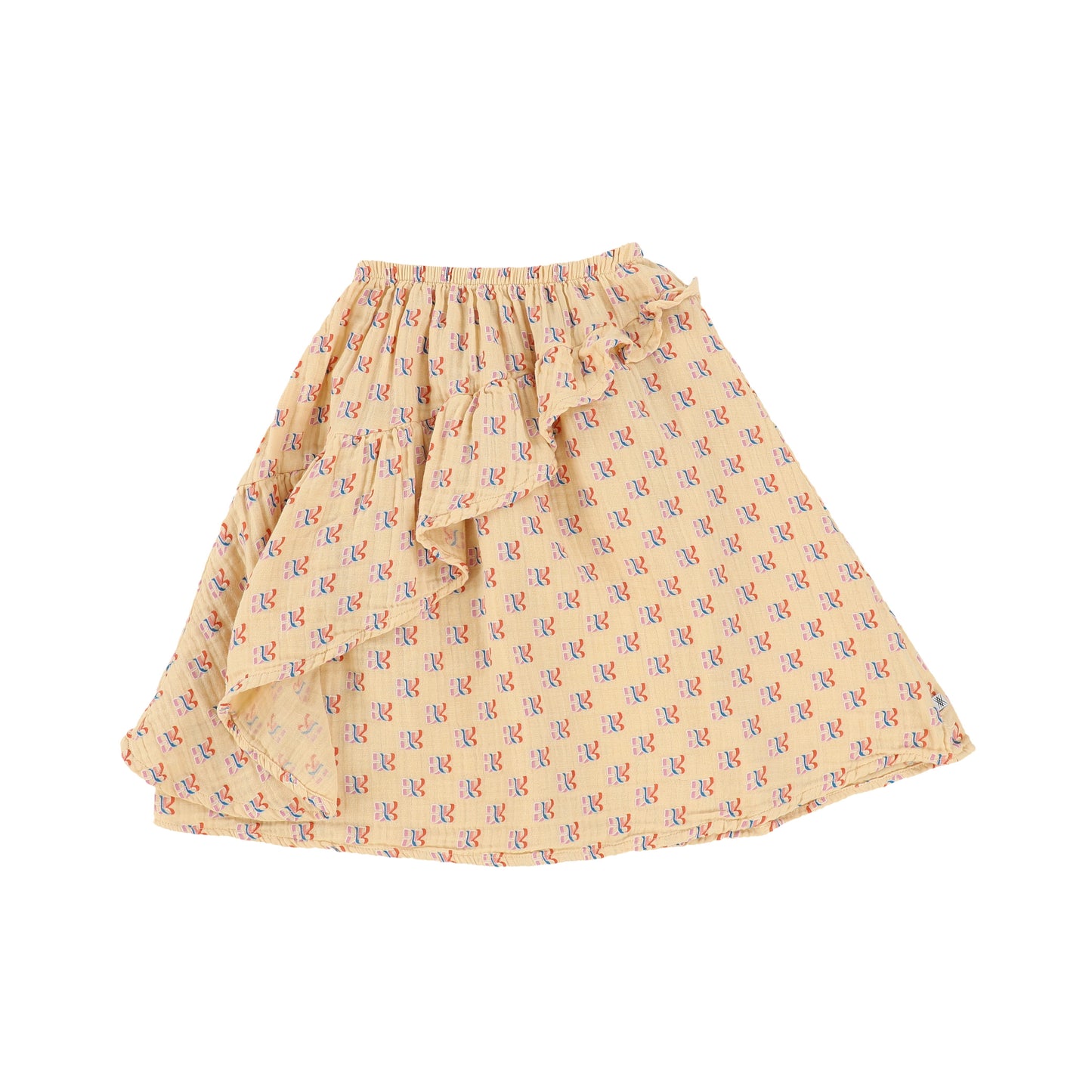 REPOSE BEIGE BUTTERFLY ALL OVER PRINT RUFFLE SKIRT [Final Sale]