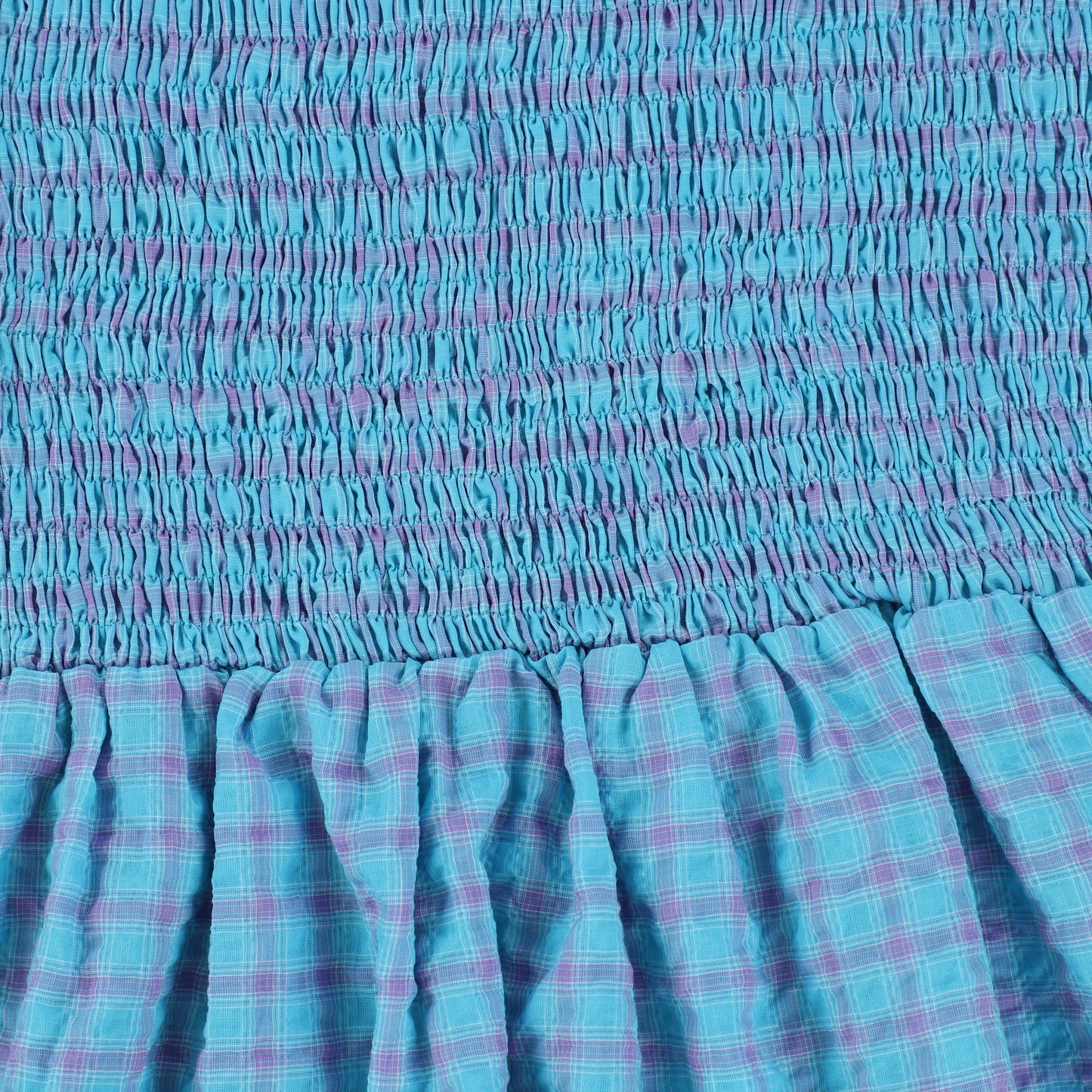 REPOSE AZURE BLUE GRID SMOCKED SKIRT [Final Sale]