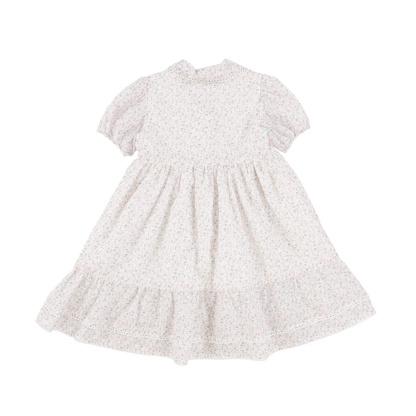 LITTLE EYELET WHITE LEAF PRINT WRAP TIE  DRESS [Final Sale]