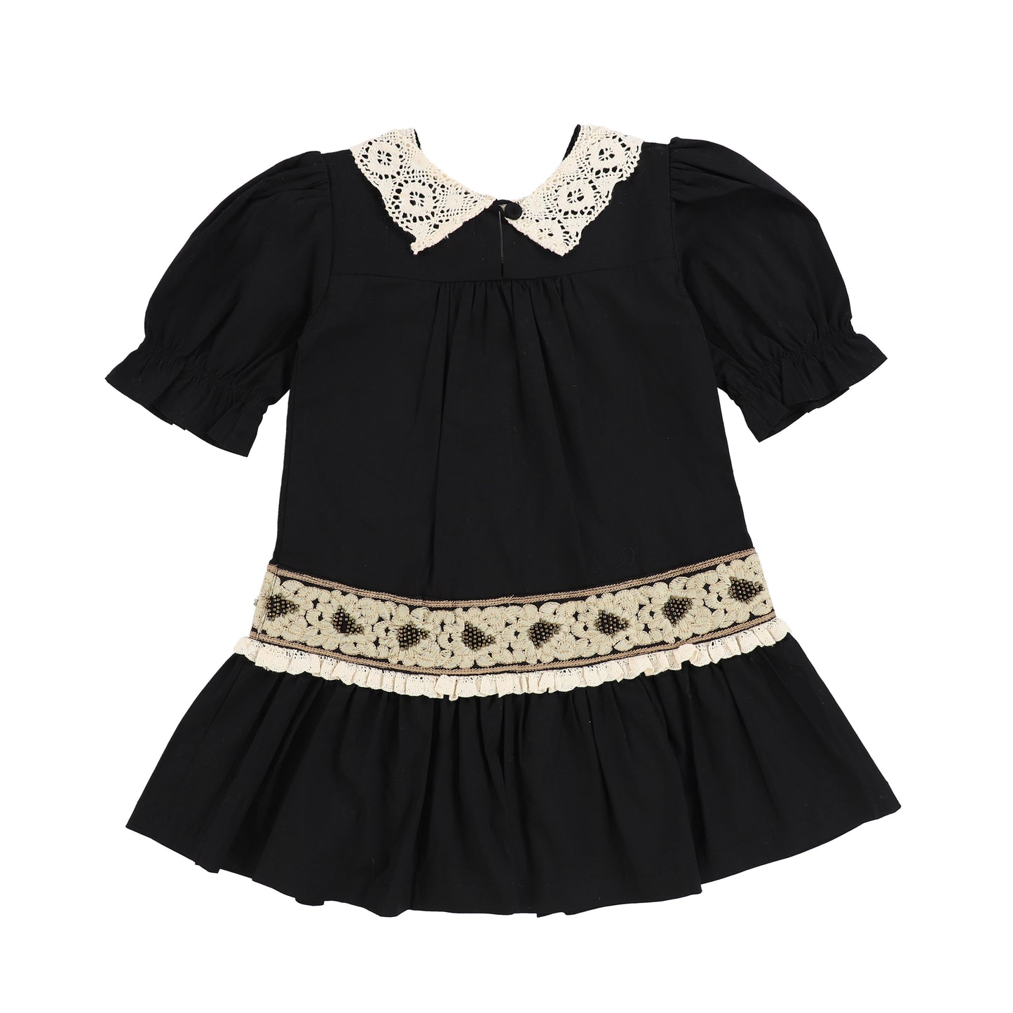 RKIDDS BLACK LACE TRIM TASSLE DRESS [Final Sale]