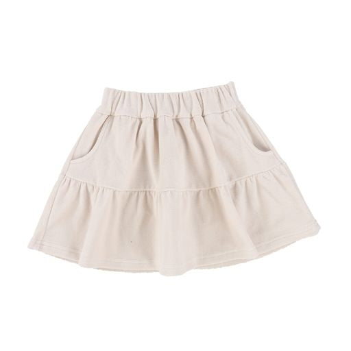 KIDS ON THE MOON ECRU TERRY TIERED SKIRT [Final Sale]