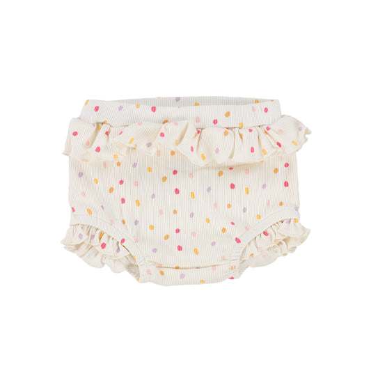 TUN TUN IVORY MULTICOLOR POLKA DOT RUFFLE BLOOMERS [Final Sale]