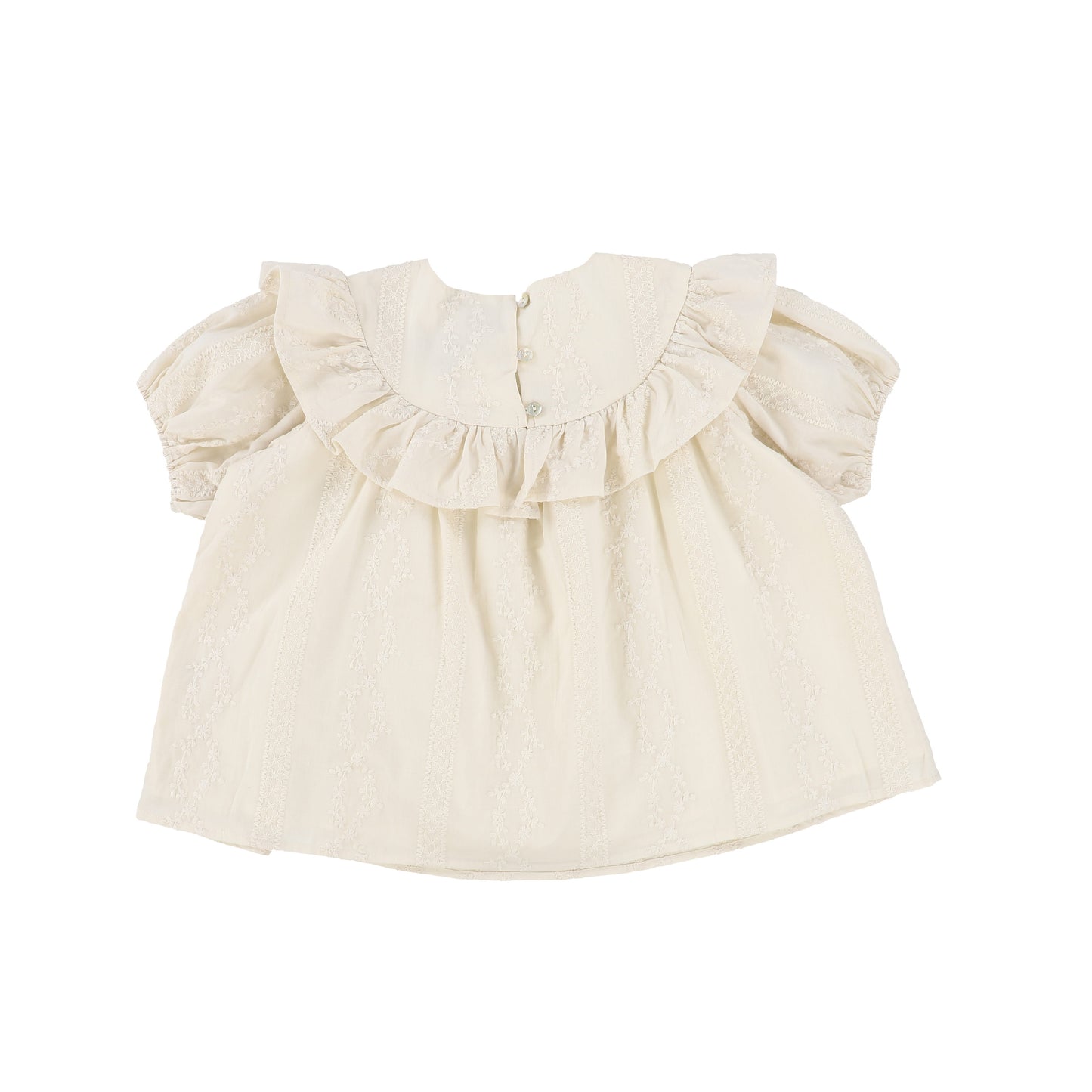 CERA UNA VOLTA CREAM EMBROIDERED RUFFLE COLLAR BLOUSE [Final Sale]