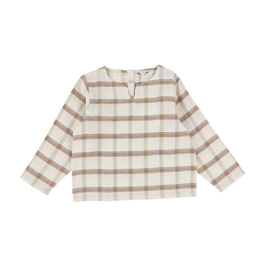 BEBE ORGANIC RUSTIC CHECKERED LONG SLEEVE SHIRT [Final Sale]