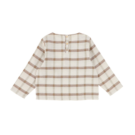 BEBE ORGANIC RUSTIC CHECKERED V NECK SHIRT [Final Sale]