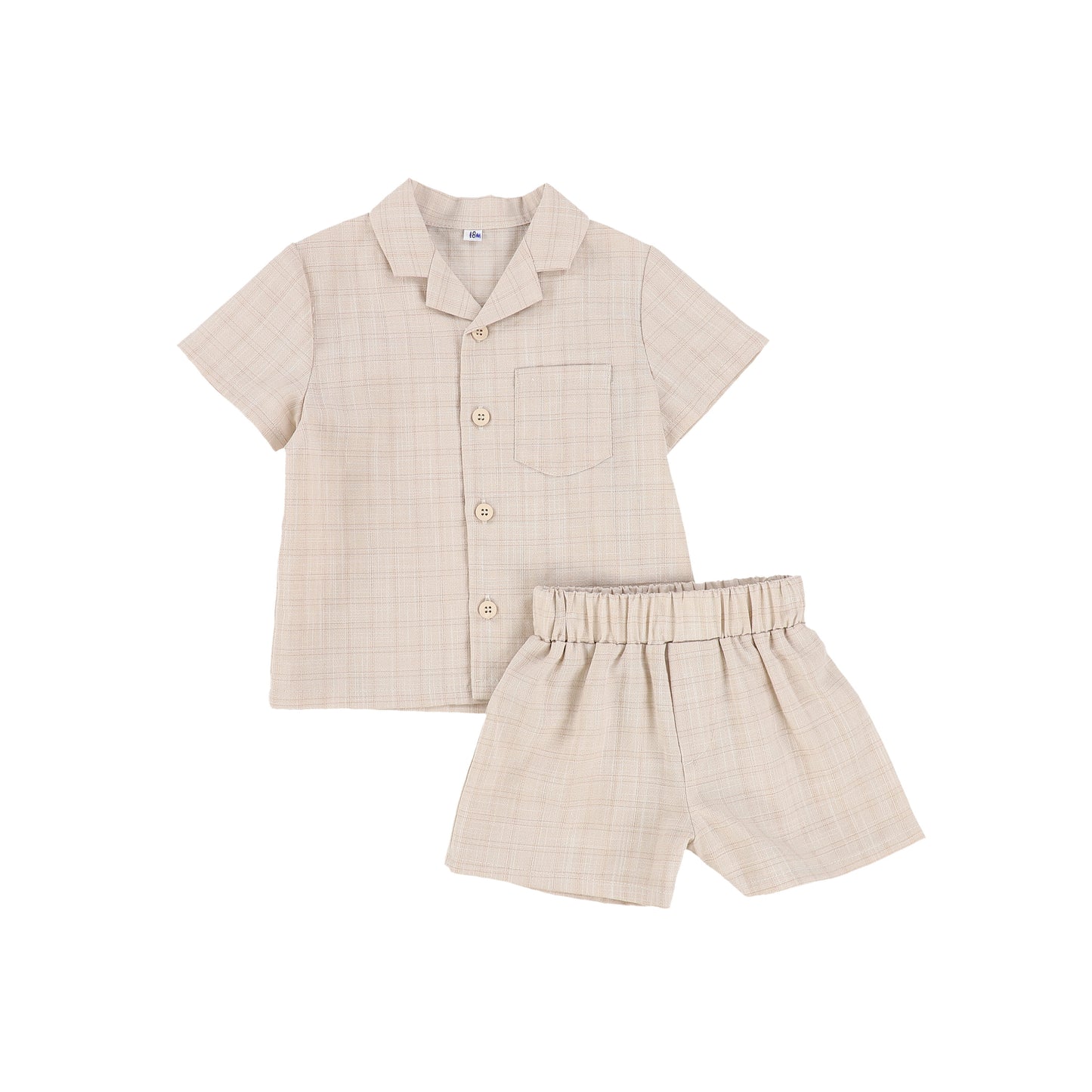 ONE CHILD BEIGE CHECKERED SHIRT SET [Final Sale]