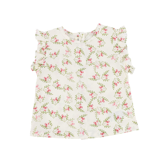 Babe And Tess Vintage Pink Floral Print Ruffle Top [Final Sale]