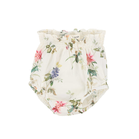 Babe And Tess Cream Floral Smocked Bloomers [Final Sale]
