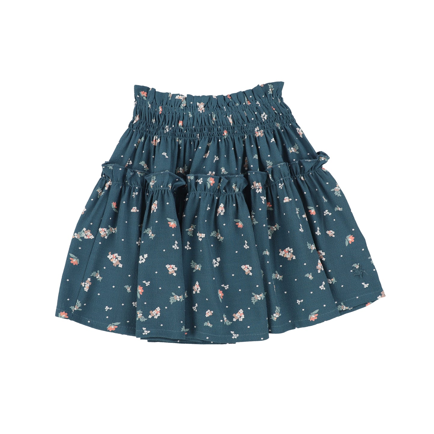 Tocoto Vintage Forest Green Floral Smocked Tiered Skirt [Final Sale]