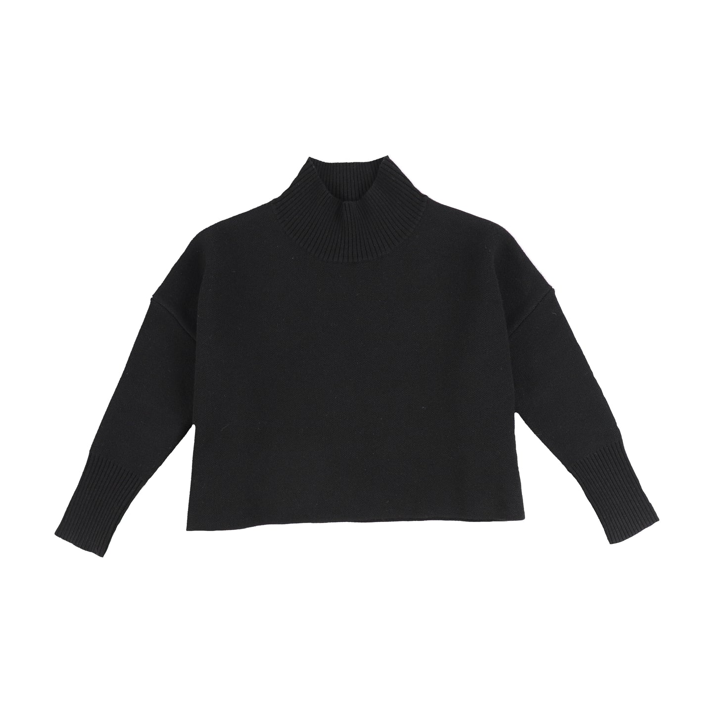 Bamboo Original Black Knit Cropped Turtleneck Sweater [Final Sale]