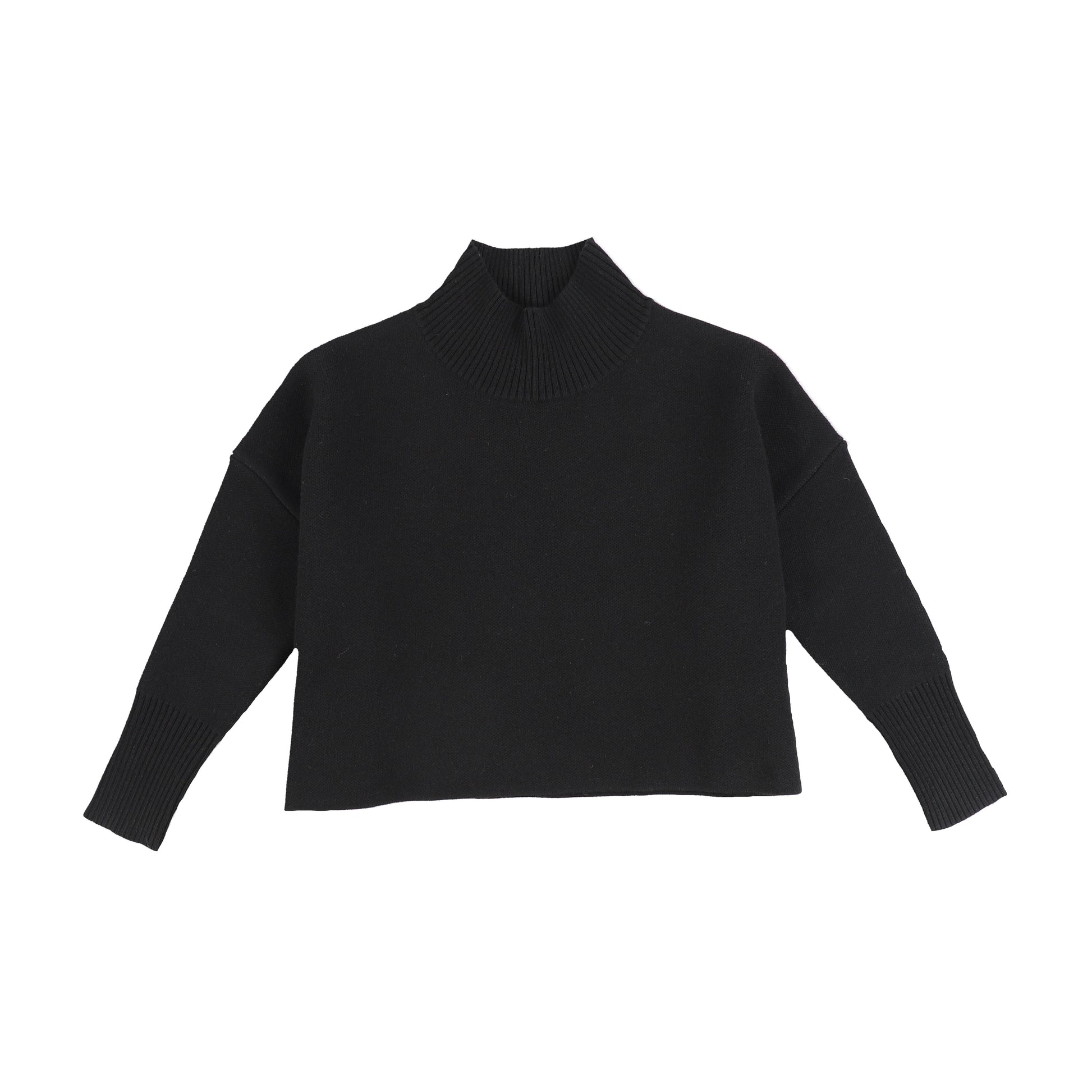 Cropped Turtleneck Sweater - Black - Ladies