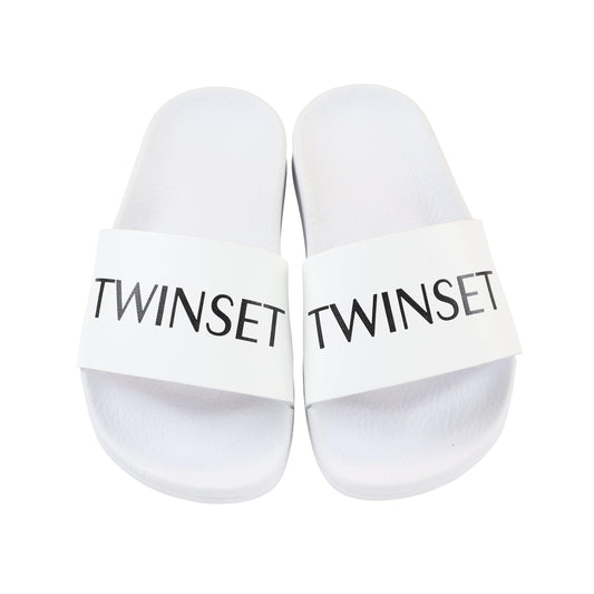 Twinset White Print Slides [Final Sale]