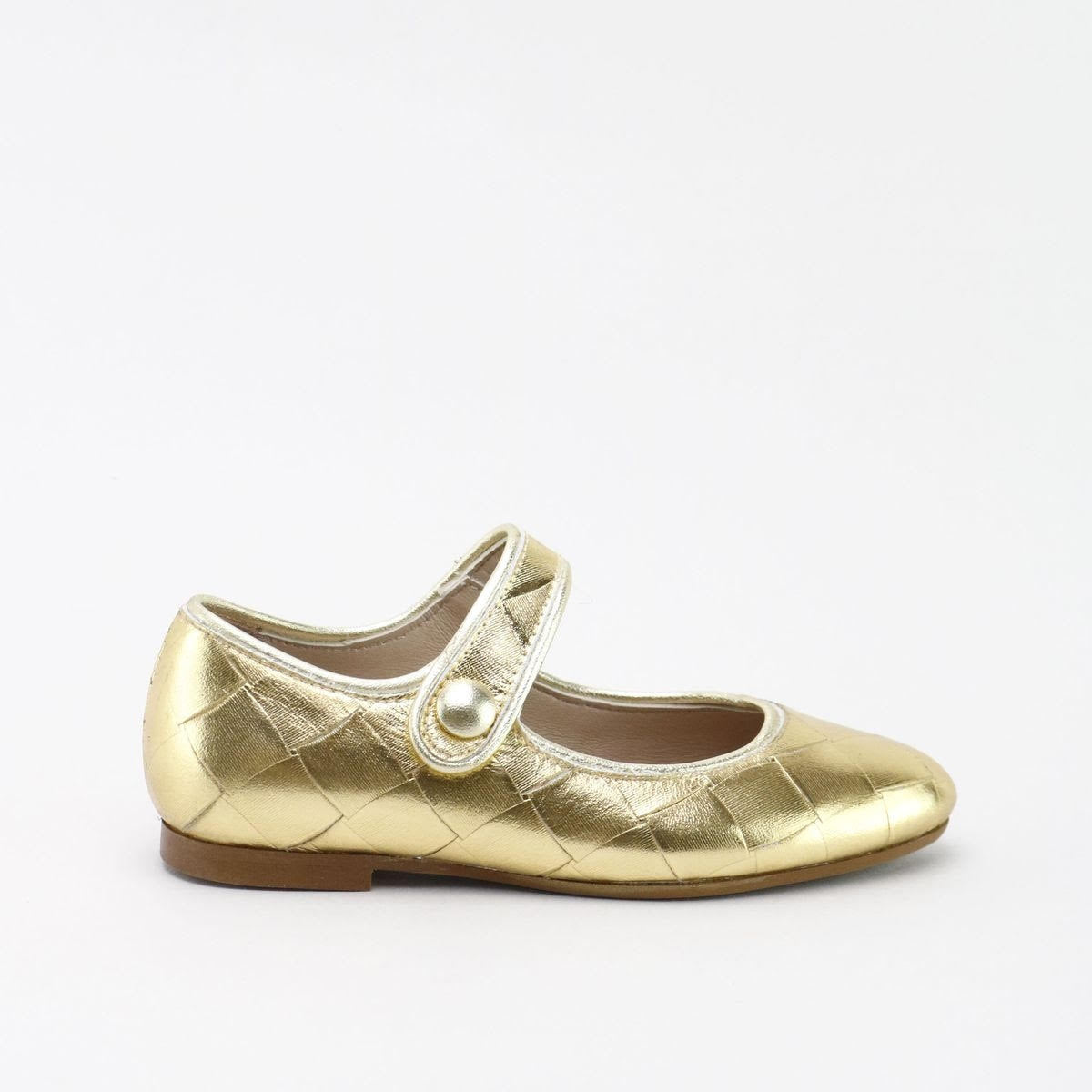 PAPANATAS GOLD METALLIC QUILTED POINTED MARY JANE [Final Sale]