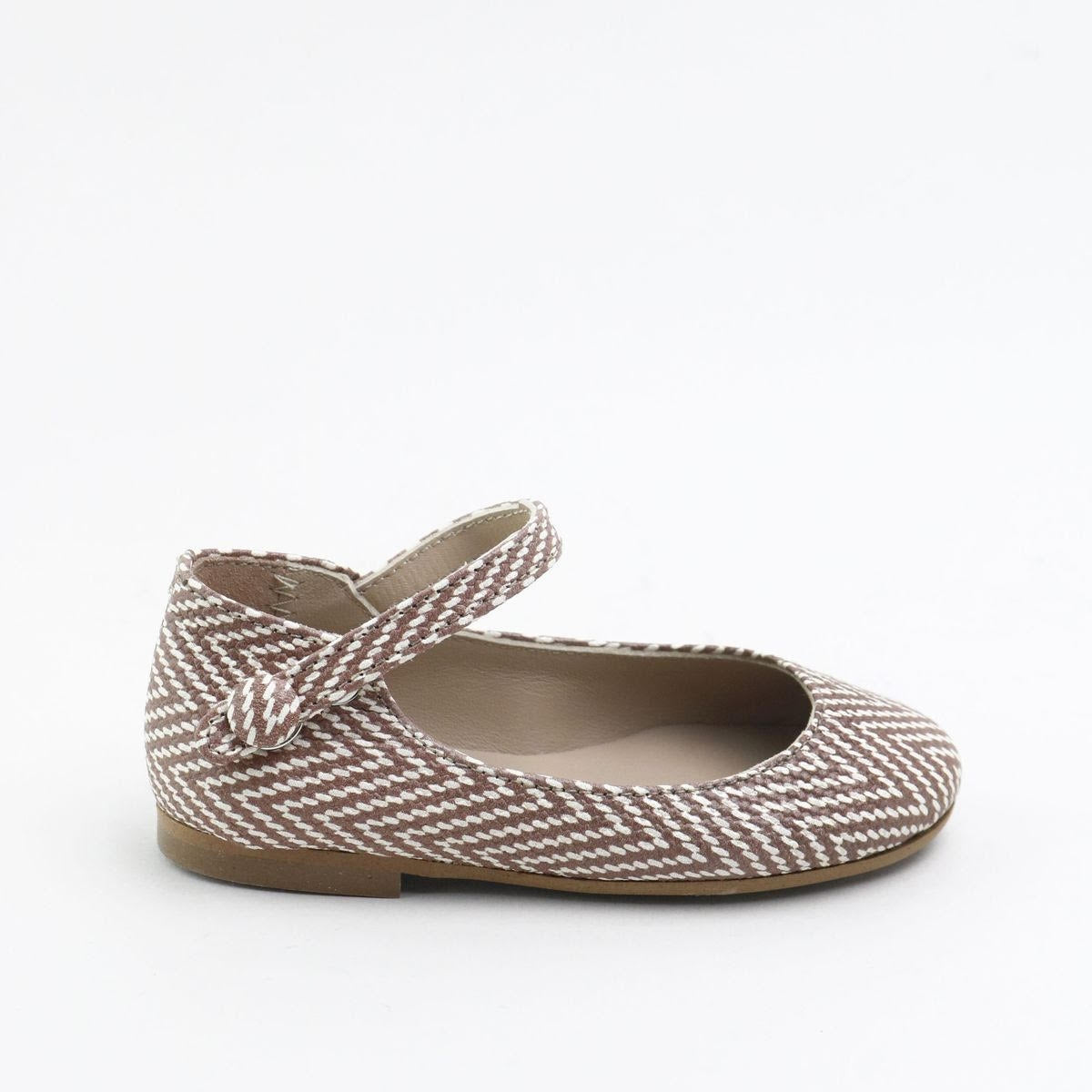 PAPANATAS TAUPE WHITE DESIGN ANKLE STRAP ROUNDED SHOE [Final Sale]