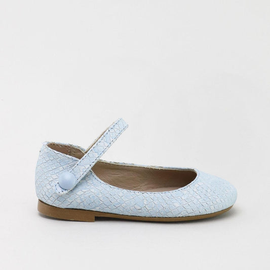 PAPANATAS BLUE TEXTURED LEATHER ANKLE STRAP SHOE [Final Sale]