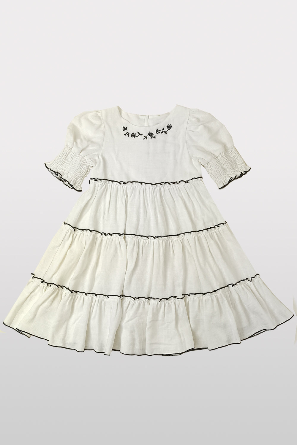 NUECES IVORY EMBROIDERED TIERED DRESS [Final Sale]
