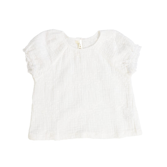 Zhoe & Tobiah White Gauze Embroidered Top [Final Sale]