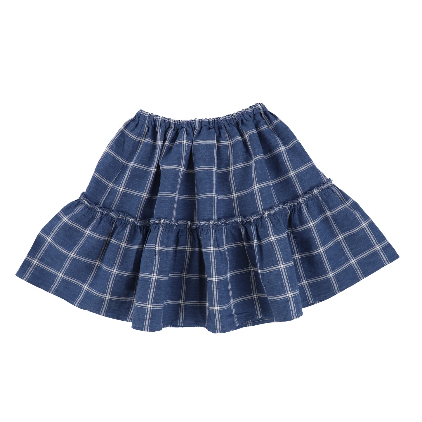 Zhoe & Tobiah Midnight Blue Plaid Tiered Skirt [Final Sale]